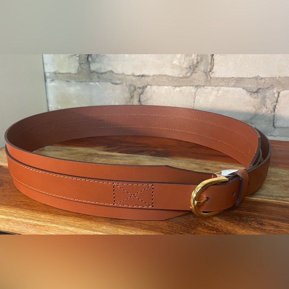 J. Crew Factory Leather Waist Belt, Camel, Sz M/L or XL Please see measurements - Picture 13 of 16